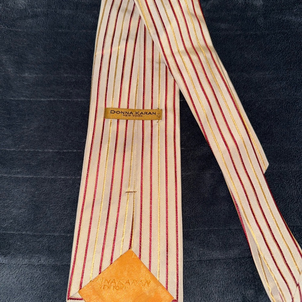 Vintage Donna Karan Red and Gold Striped Tie